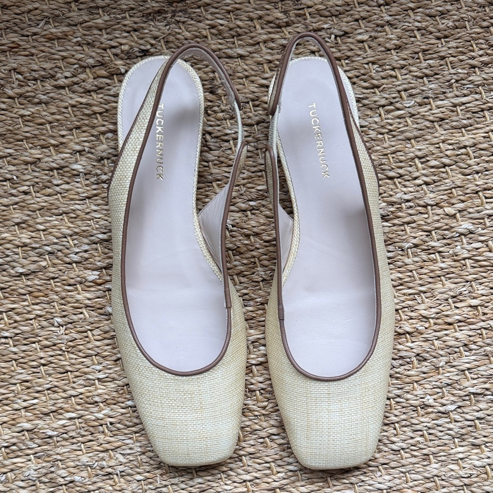 Tuckernuck shoes 8.5 B

Raffia sling backs with small 1 inch heel.